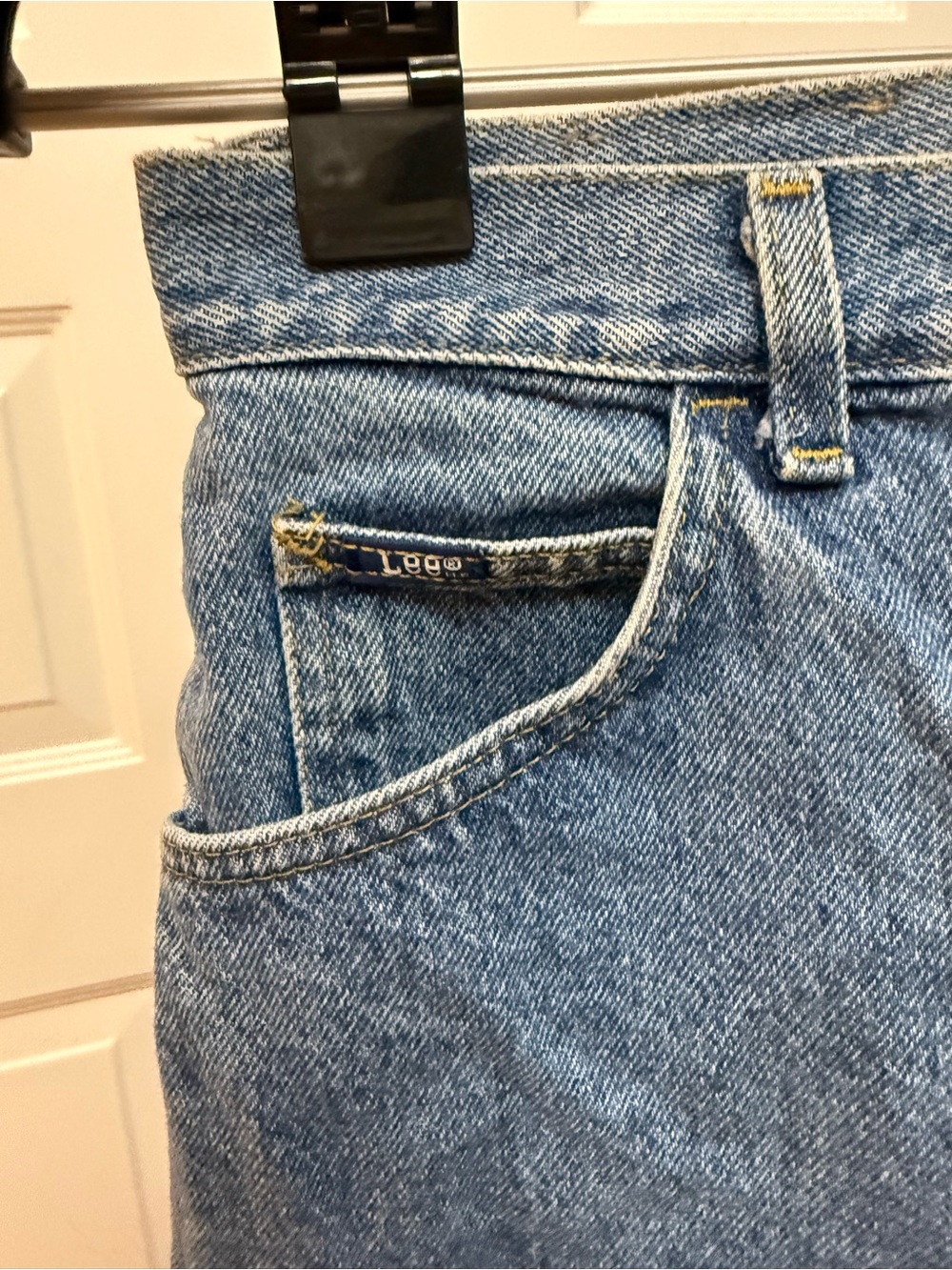 Lee Medium Blue Denim Cutoff Jean Shorts - Picture 3 of 5